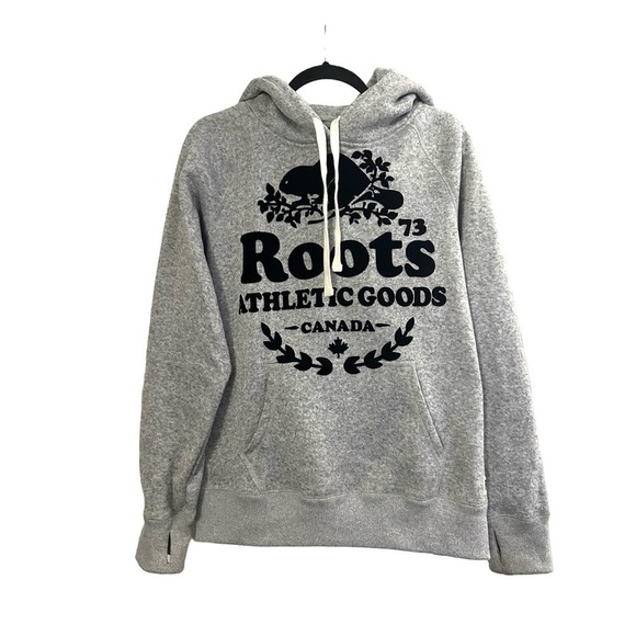 ROOTS Gray Salt Pepper Beaver Athletic Goods Hoodie Sweatshirt Unisex Medium - Picture 1 of 4